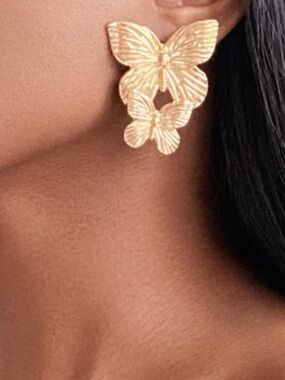 Adina Eden Elegant Butterfly Earrings in 14K Gold-Plate. Brand new!